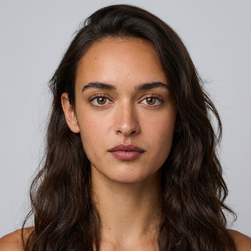 Facial analysis portrait · illustrative AI rendering