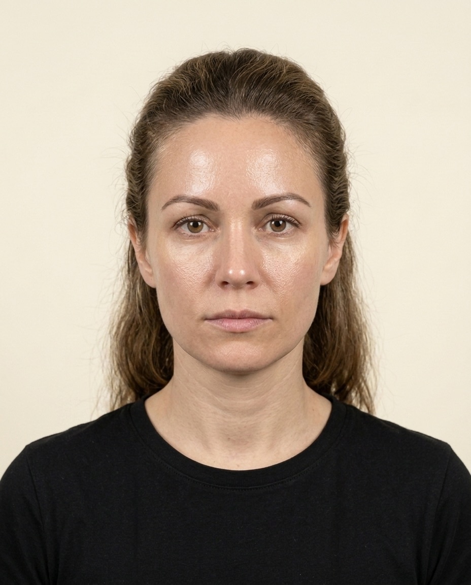 Face landmark analysis · illustrative AI rendering